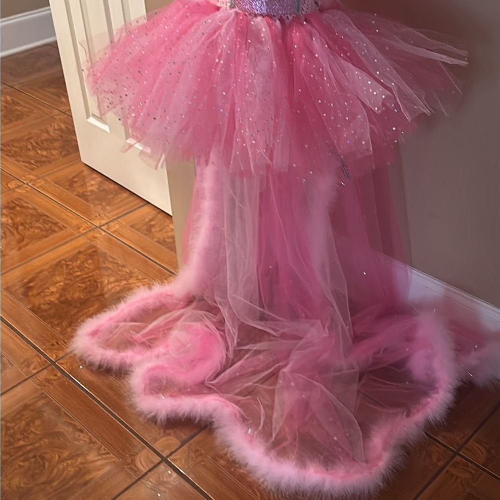 Little girls dress with detachable train only worn once! Custom made